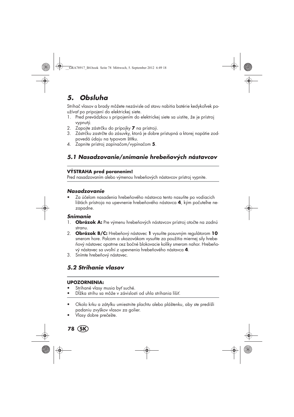 Obsluha | Silvercrest SHBS 600 A1 User Manual | Page 80 / 104