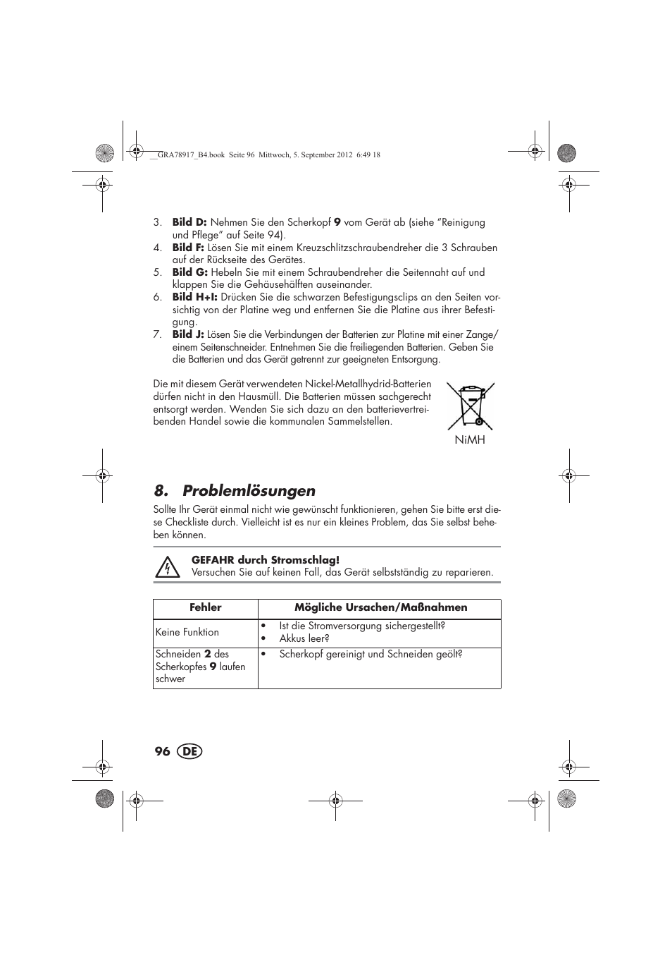 Problemlösungen | Silvercrest SHBS 600 A1 User Manual | Page 98 / 104