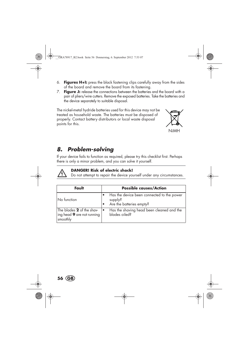 Problem-solving | Silvercrest SHBS 600 A1 User Manual | Page 58 / 64