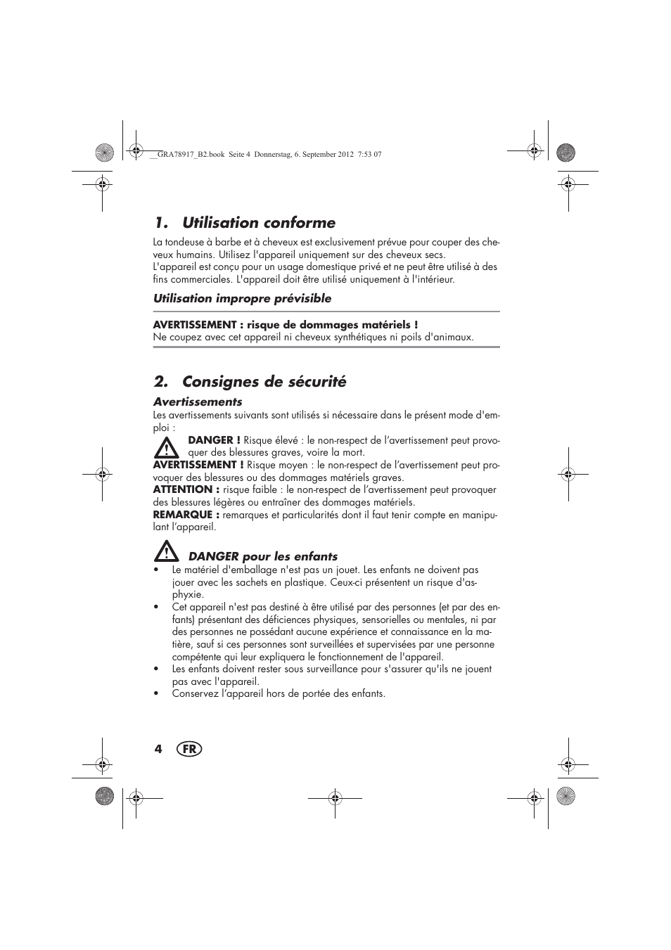 Utilisation conforme, Consignes de sécurité | Silvercrest SHBS 600 A1 User Manual | Page 6 / 64