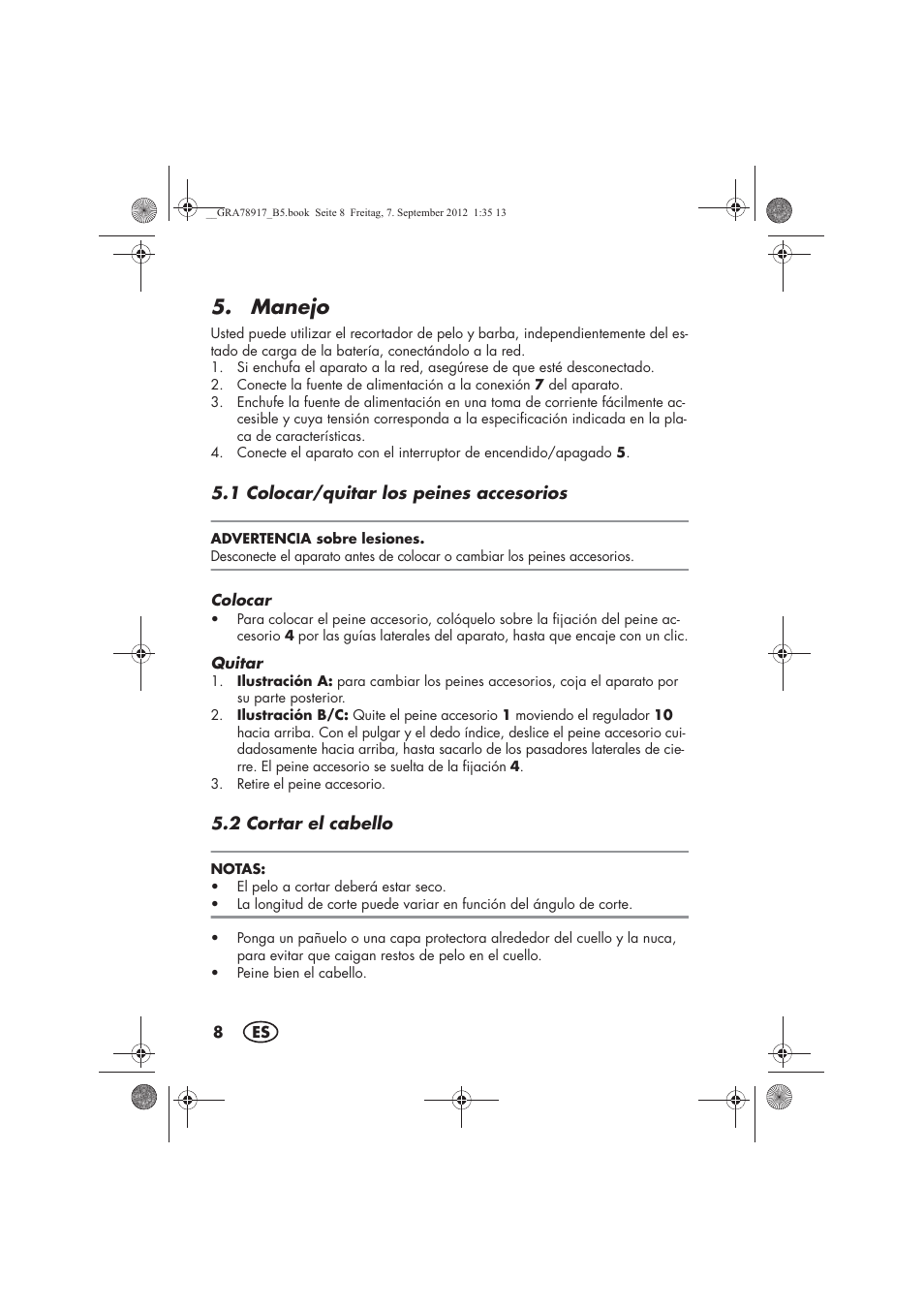 Manejo | Silvercrest SHBS 600 A1 User Manual | Page 10 / 76