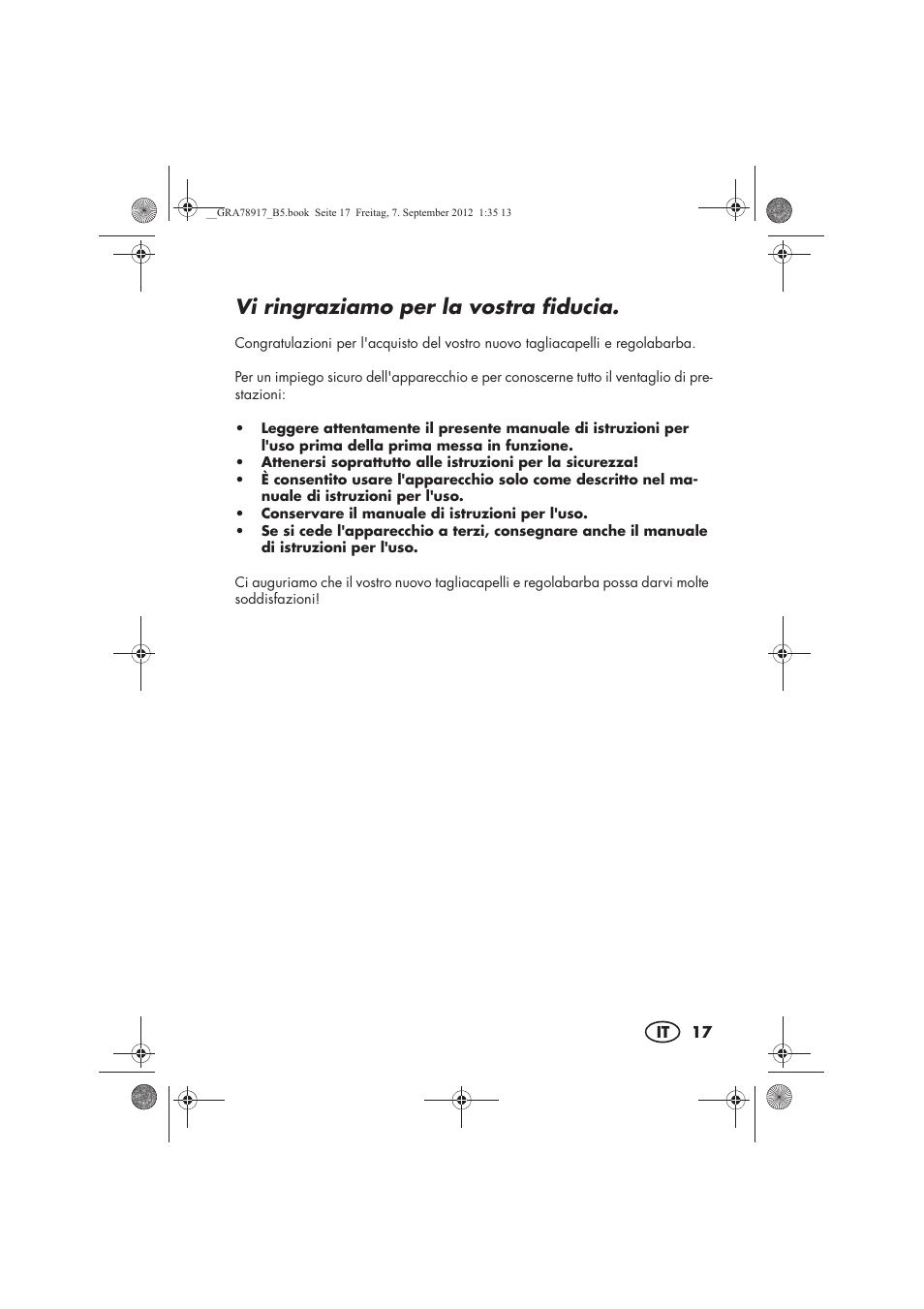 Vi ringraziamo per la vostra fiducia | Silvercrest SHBS 600 A1 User Manual | Page 19 / 76