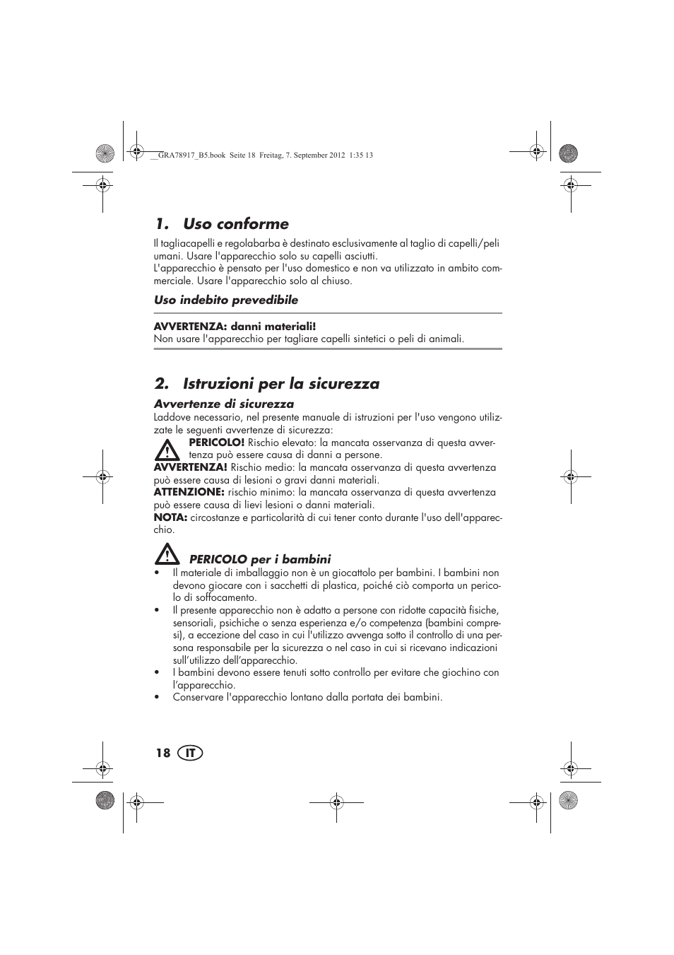 Uso conforme, Istruzioni per la sicurezza | Silvercrest SHBS 600 A1 User Manual | Page 20 / 76