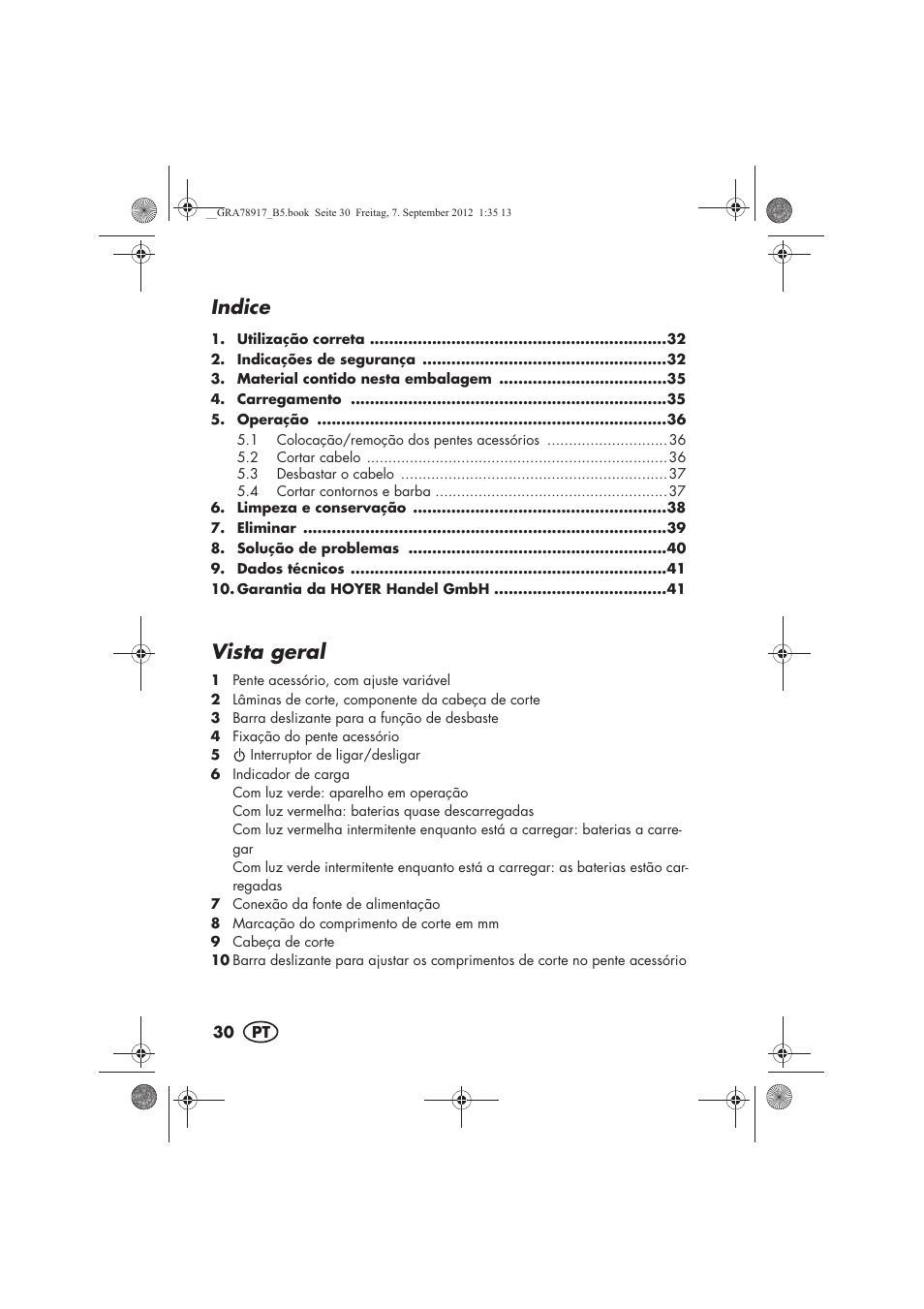 Indice, Vista geral | Silvercrest SHBS 600 A1 User Manual | Page 32 / 76