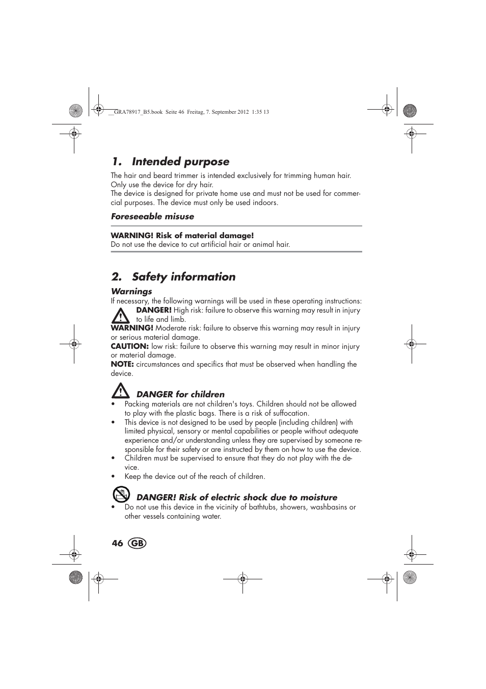 Intended purpose, Safety information | Silvercrest SHBS 600 A1 User Manual | Page 48 / 76