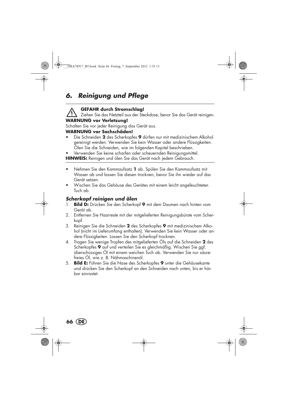 Reinigung und pflege | Silvercrest SHBS 600 A1 User Manual | Page 68 / 76