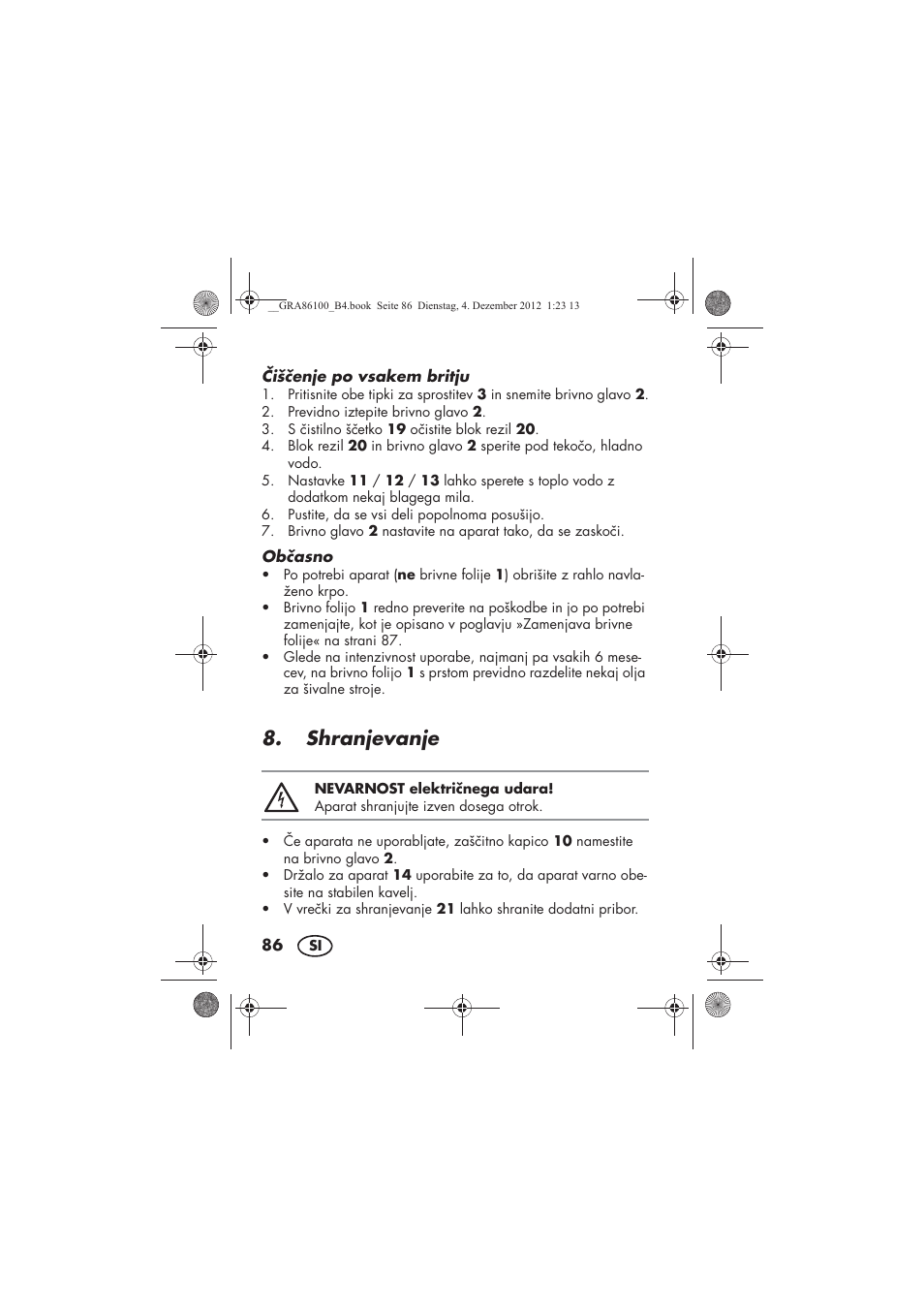 Shranjevanje | Silvercrest SDR 1000 A1 User Manual | Page 88 / 160