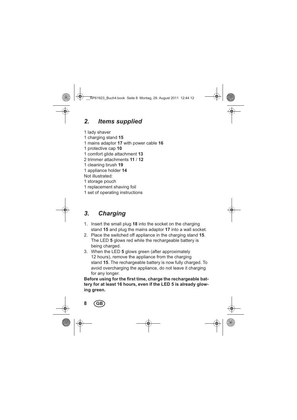 Items supplied, Charging | Silvercrest SDR 1000 A1 User Manual | Page 10 / 154