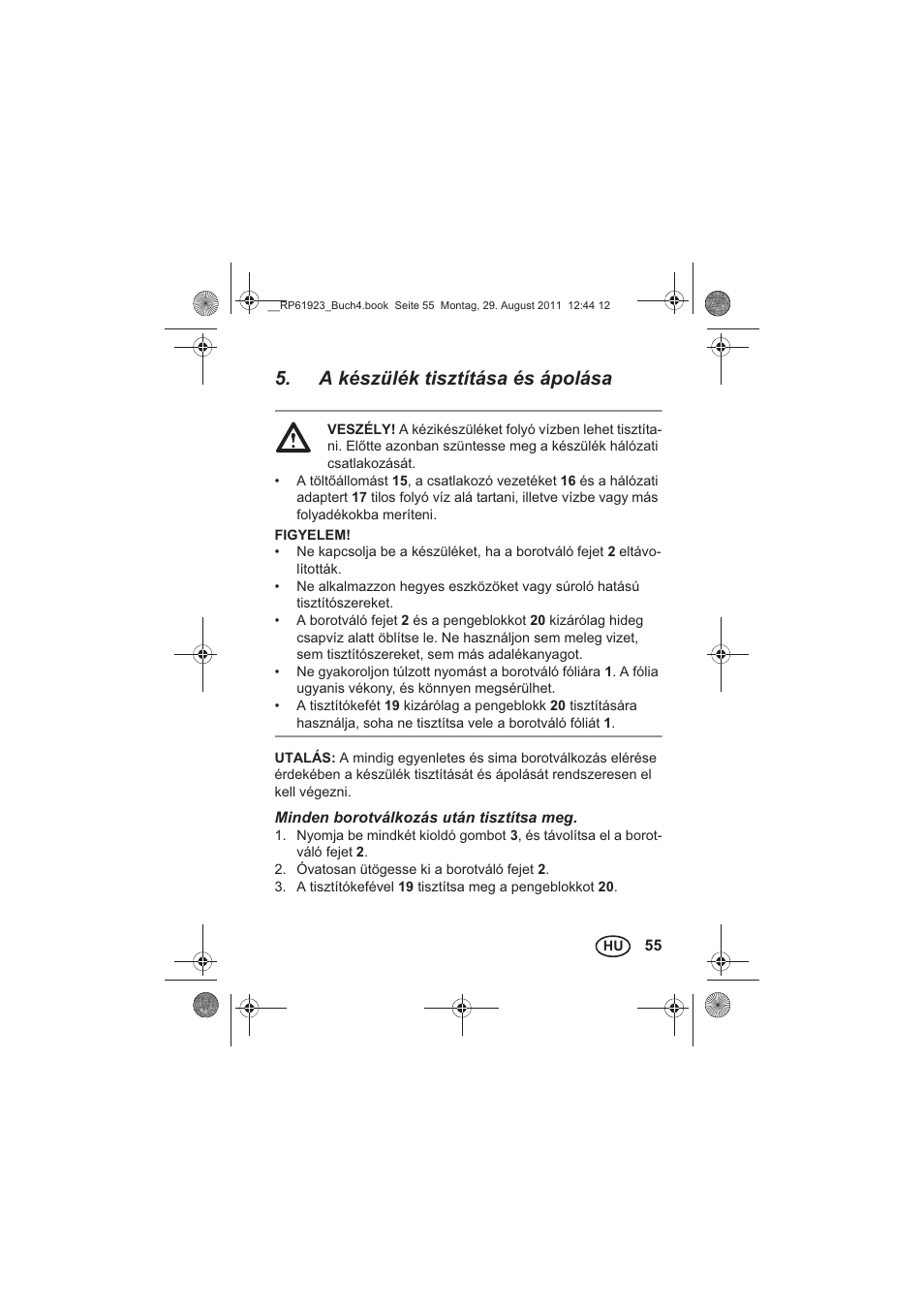 A készülék tisztítása és ápolása | Silvercrest SDR 1000 A1 User Manual | Page 57 / 154