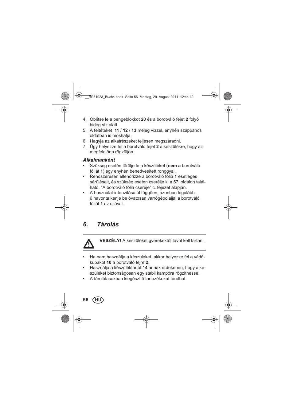Tárolás | Silvercrest SDR 1000 A1 User Manual | Page 58 / 154