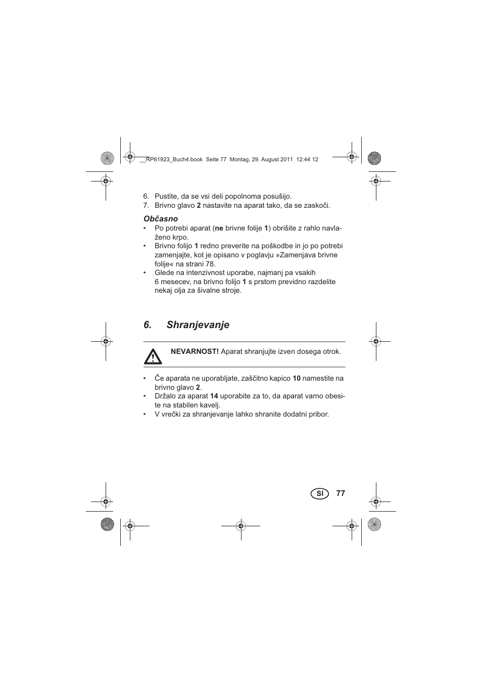 Shranjevanje | Silvercrest SDR 1000 A1 User Manual | Page 79 / 154