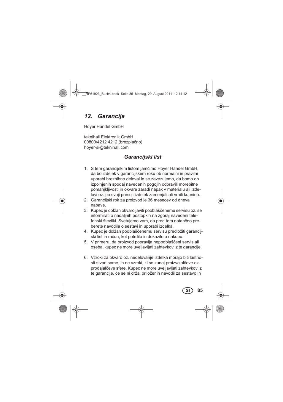 Garancija | Silvercrest SDR 1000 A1 User Manual | Page 87 / 154