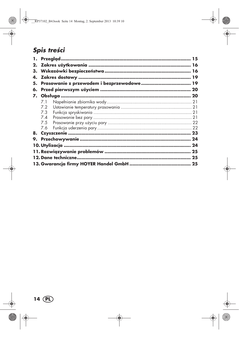 Spis treci | Silvercrest SDBK 2400 C2 User Manual | Page 16 / 94