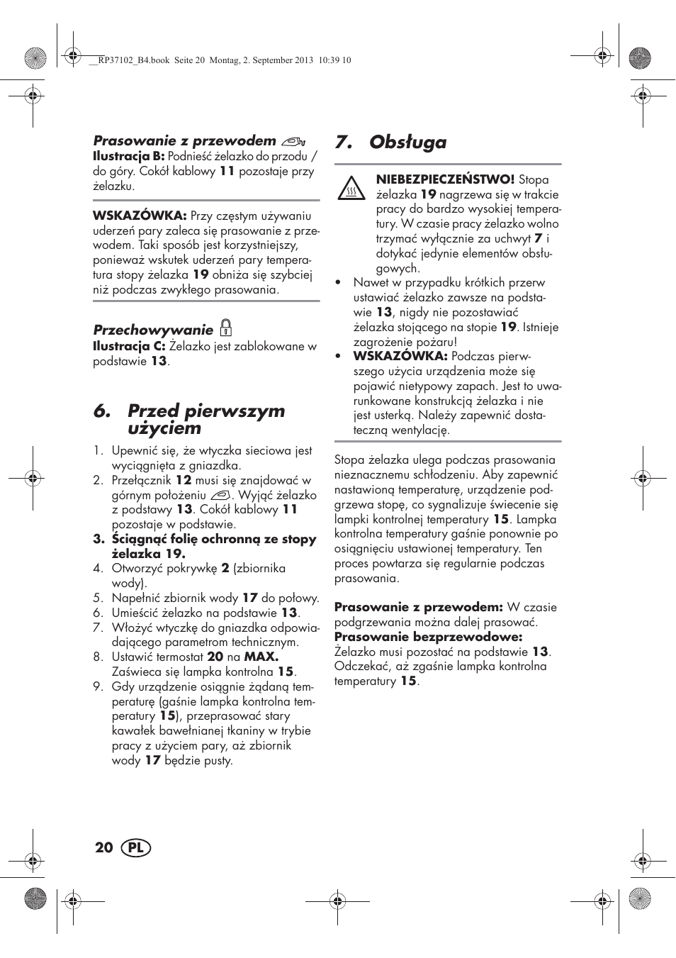 Przed pierwszym u yciem, Obs uga | Silvercrest SDBK 2400 C2 User Manual | Page 22 / 94