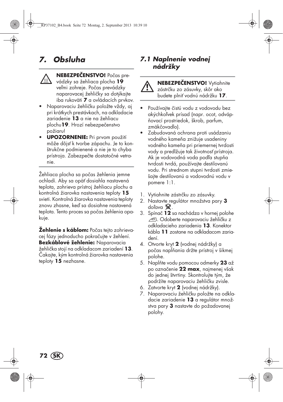 Obsluha | Silvercrest SDBK 2400 C2 User Manual | Page 74 / 94