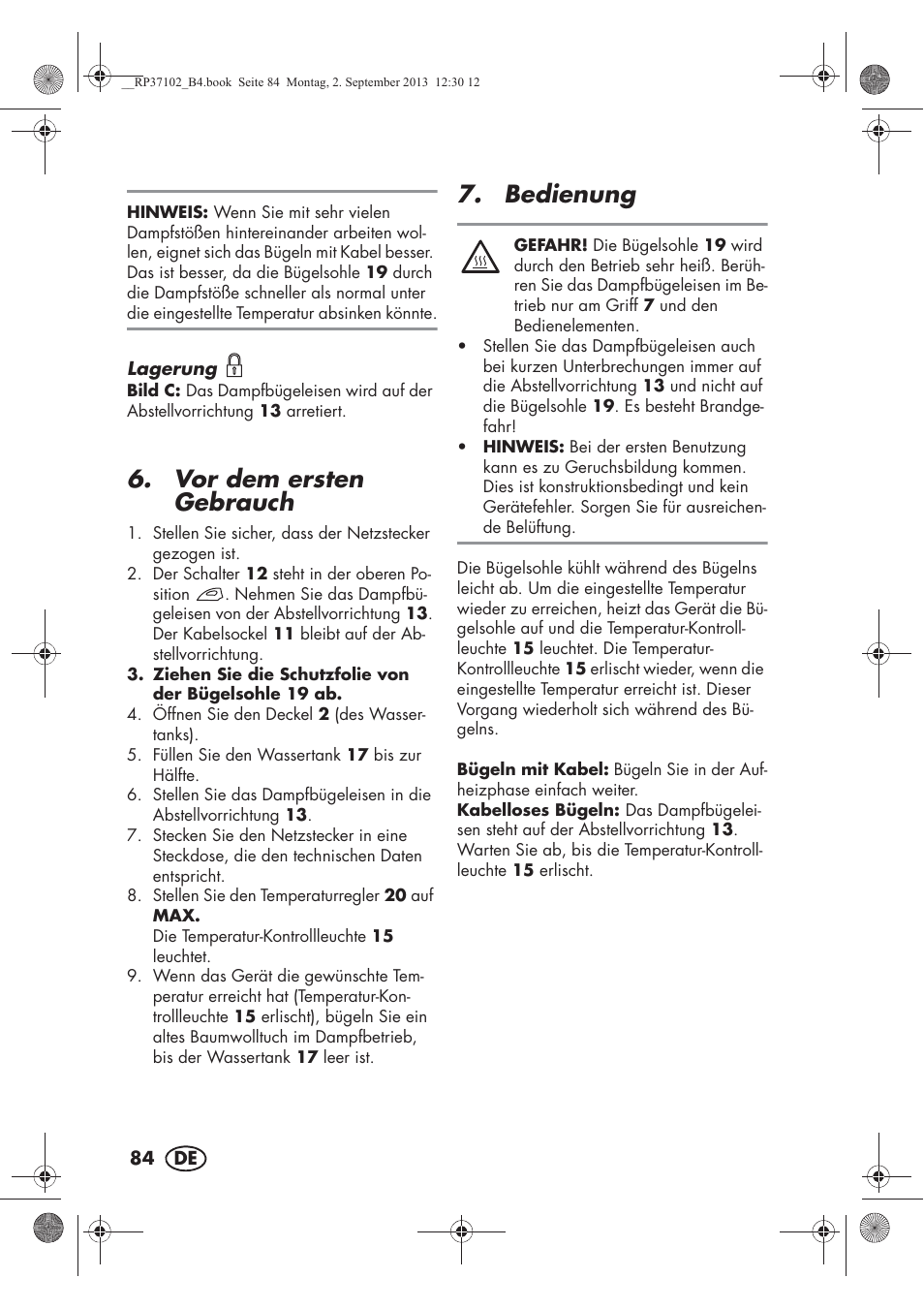 Vor dem ersten gebrauch, Bedienung | Silvercrest SDBK 2400 C2 User Manual | Page 86 / 94