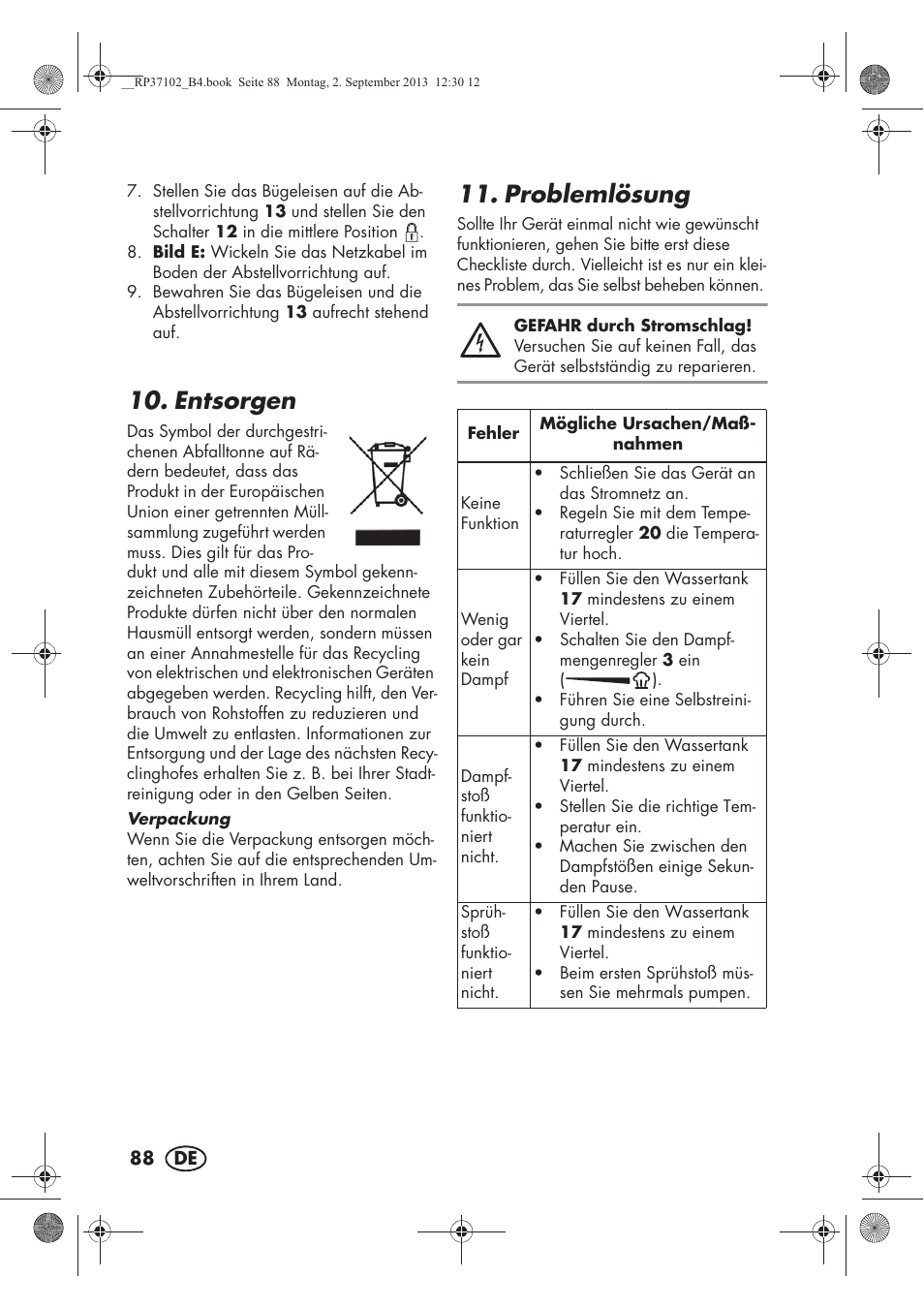 Entsorgen, Problemlösung | Silvercrest SDBK 2400 C2 User Manual | Page 90 / 94