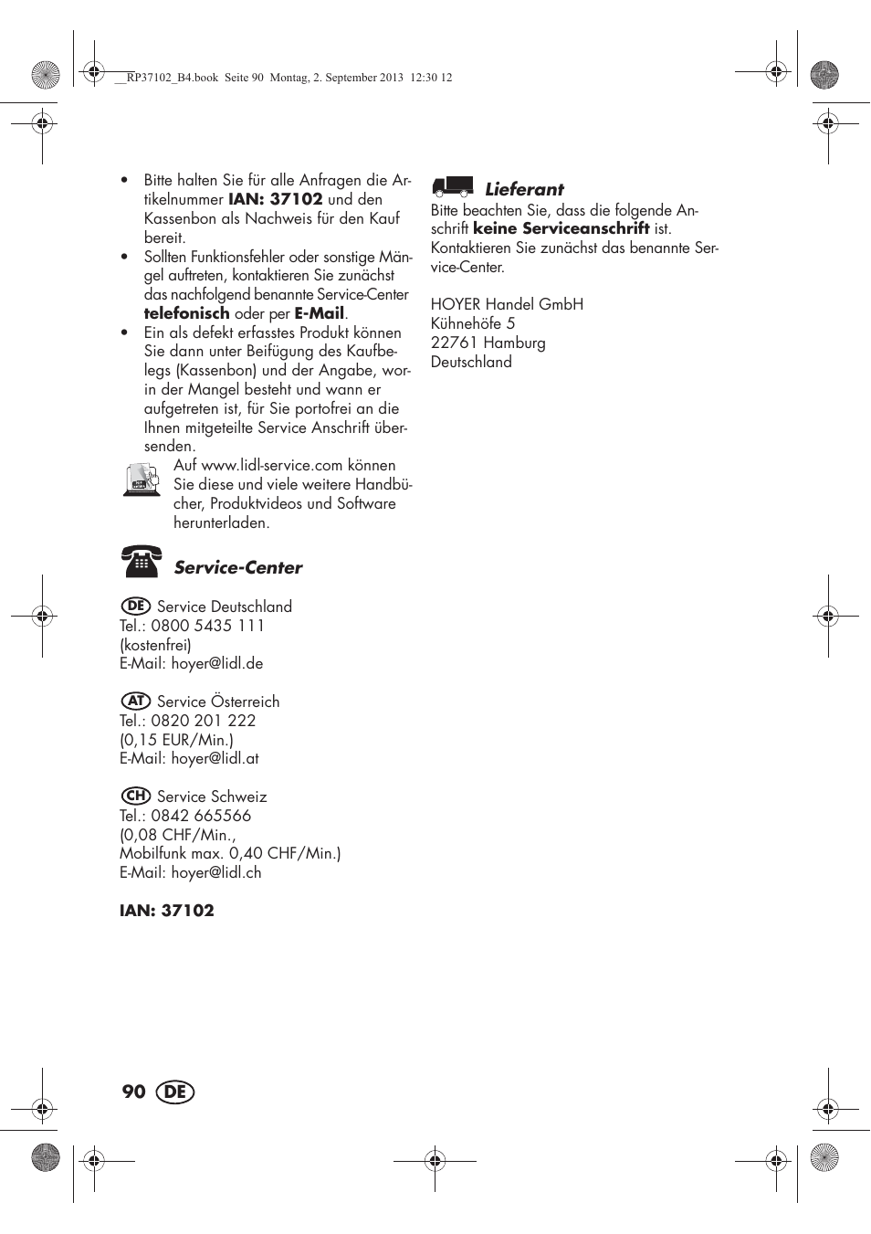 Silvercrest SDBK 2400 C2 User Manual | Page 92 / 94