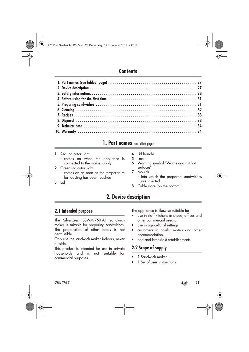 Silvercrest SSWMD 750 A1 User Manual | Page 29 / 46