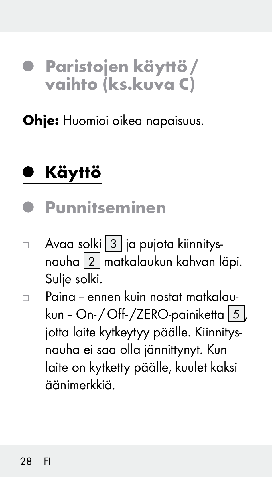 Paristojen käyttö / vaihto (ks.kuva c), Käyttö punnitseminen | Silvercrest Z31894 User Manual | Page 28 / 120