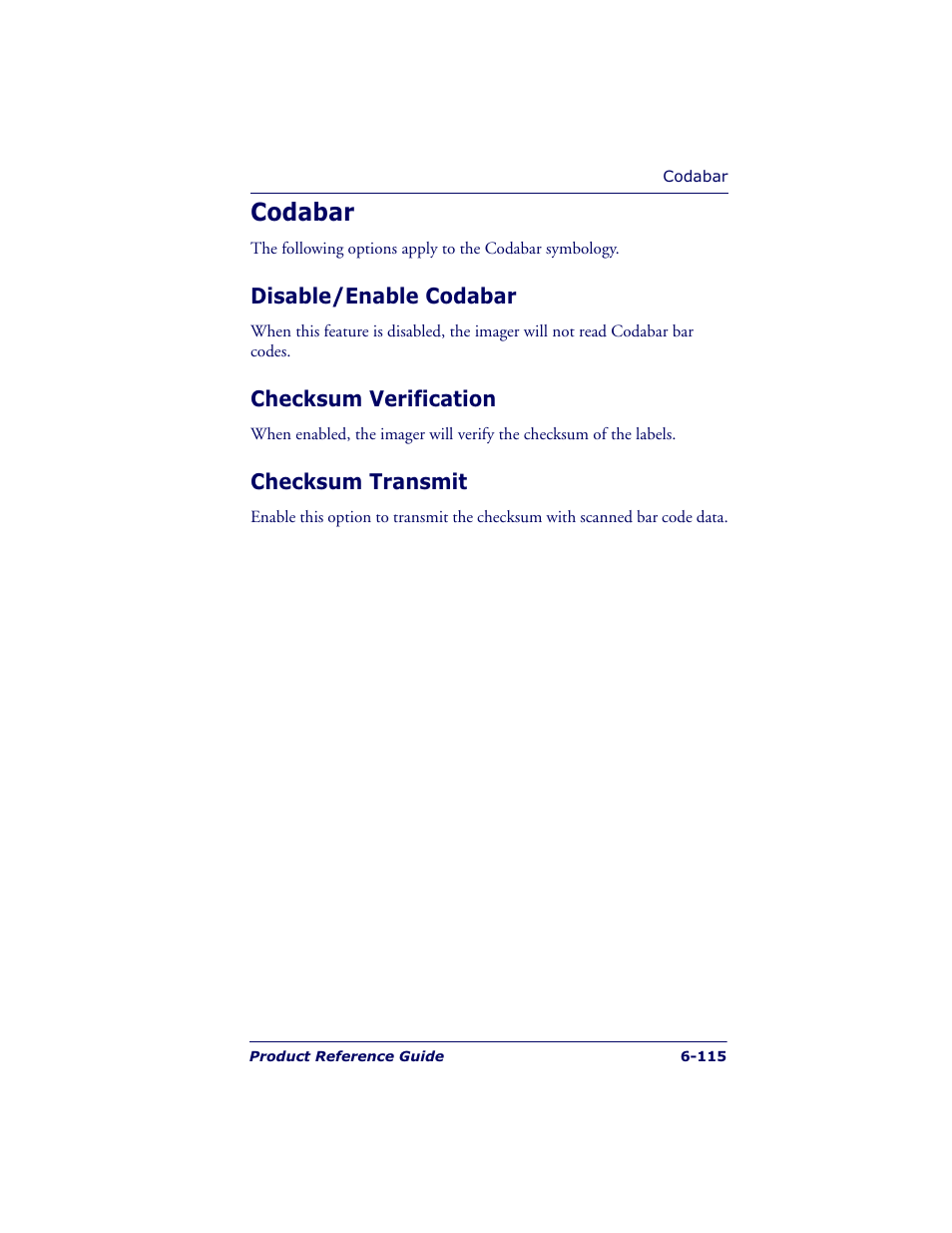 Codabar | Datalogic Scanning QUICKSCAN QS6500BT User Manual | Page 203 / 336