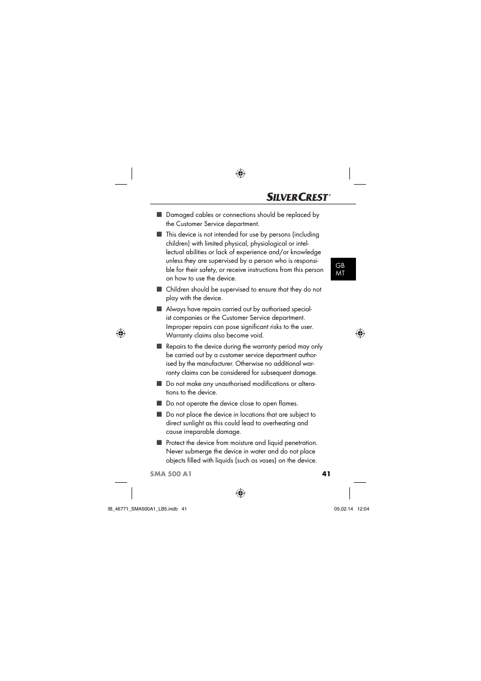 Silvercrest SMA 500 A1 User Manual | Page 44 / 76