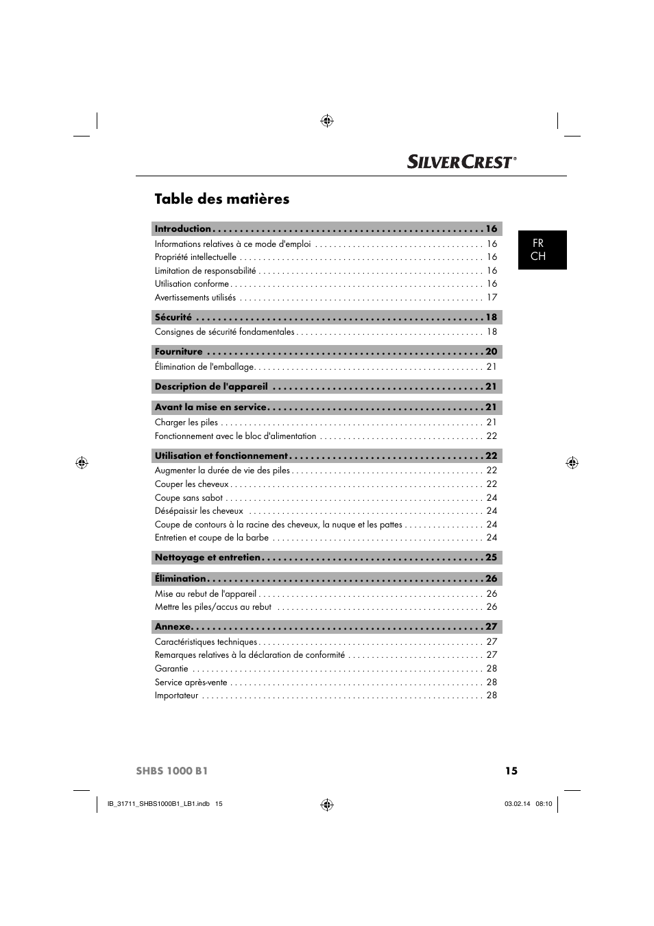 Silvercrest SHBS 1000 A1 User Manual | Page 18 / 74