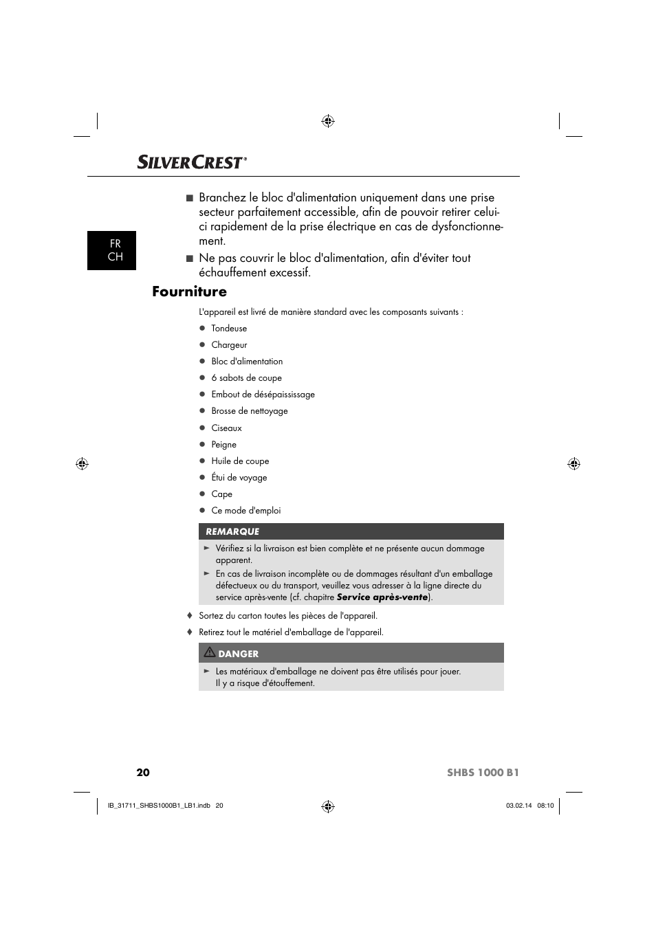 Fourniture, Fr ch | Silvercrest SHBS 1000 A1 User Manual | Page 23 / 74