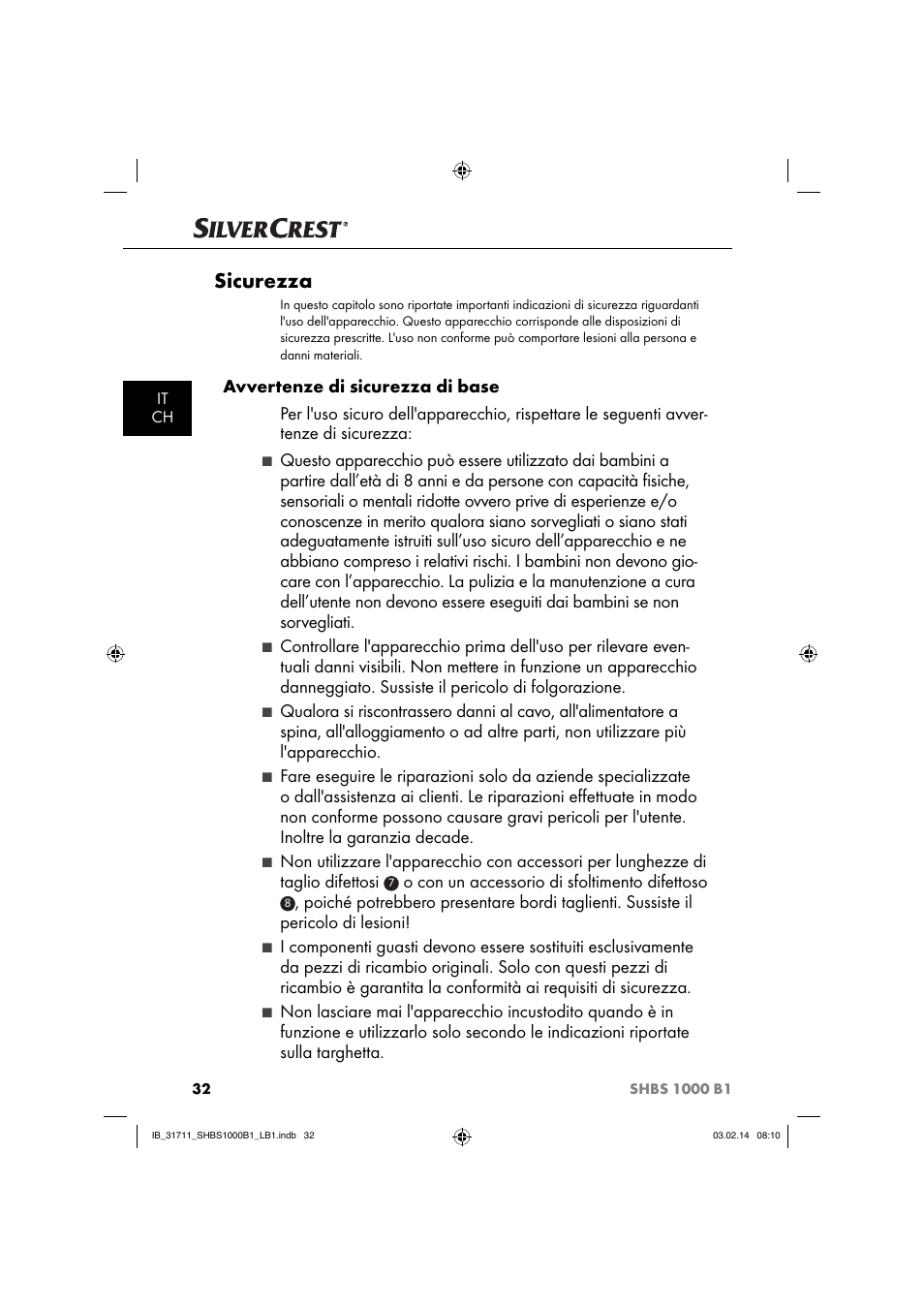 Sicurezza, O con un accessorio di sfoltimento difettoso | Silvercrest SHBS 1000 A1 User Manual | Page 35 / 74