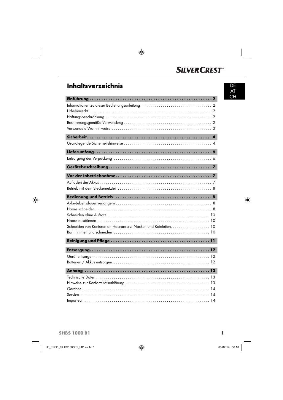 Silvercrest SHBS 1000 A1 User Manual | Page 4 / 74