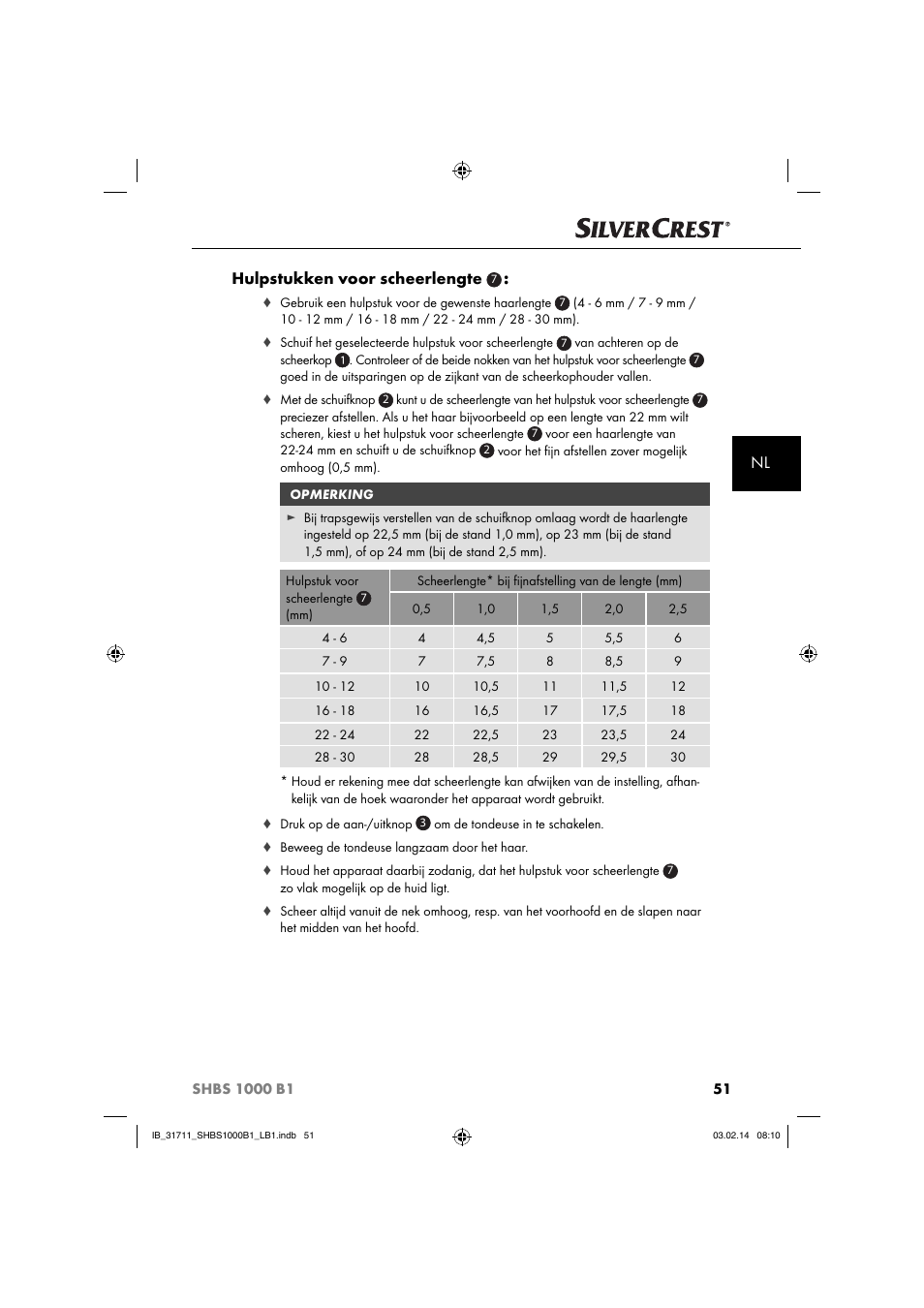 Nl hulpstukken voor scheerlengte | Silvercrest SHBS 1000 A1 User Manual | Page 54 / 74