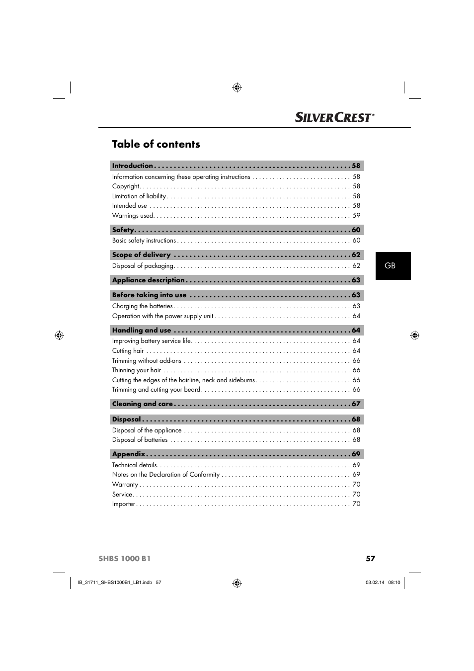 Silvercrest SHBS 1000 A1 User Manual | Page 60 / 74