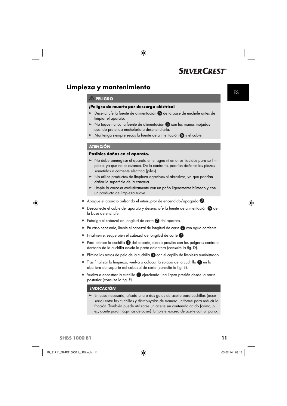 Limpieza y mantenimiento | Silvercrest SHBS 1000 A1 User Manual | Page 14 / 74