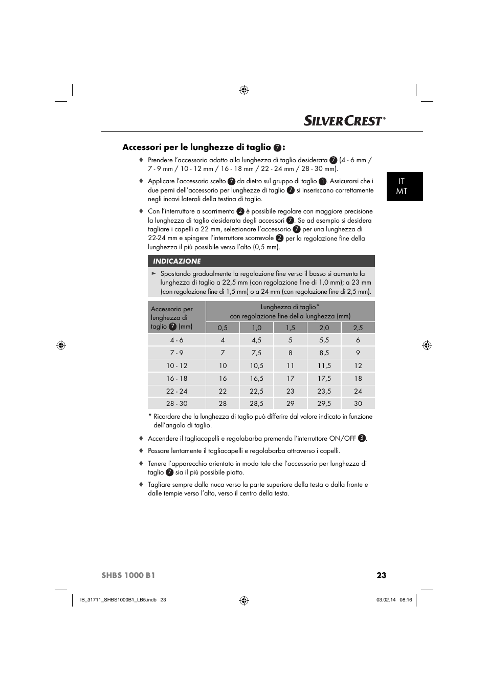 It mt accessori per le lunghezze di taglio | Silvercrest SHBS 1000 A1 User Manual | Page 26 / 74