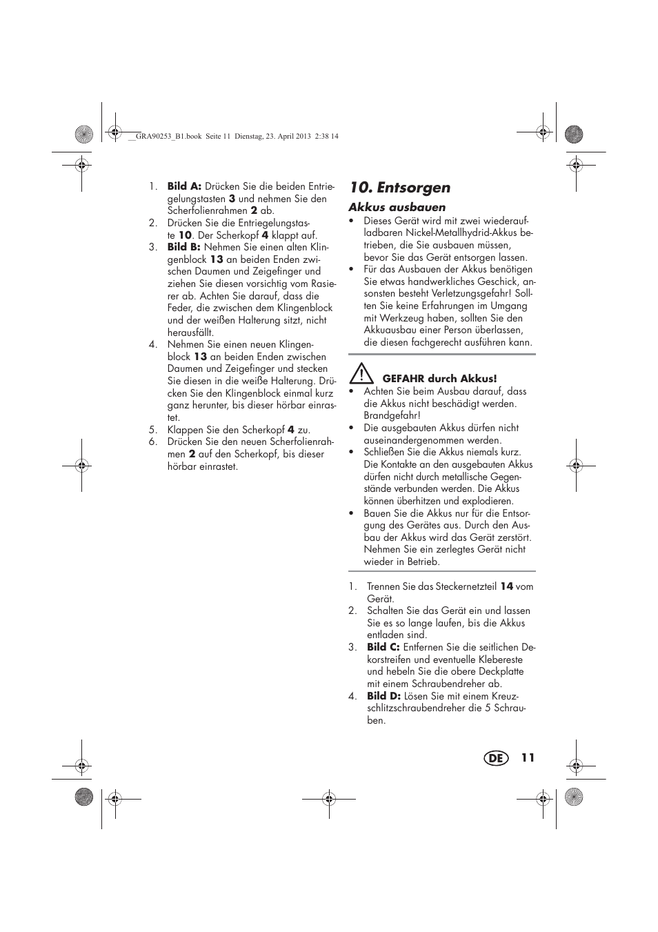 Entsorgen | Silvercrest SFR 1200 A1 User Manual | Page 13 / 74