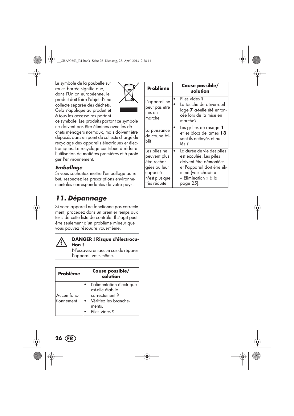 Dépannage | Silvercrest SFR 1200 A1 User Manual | Page 28 / 74