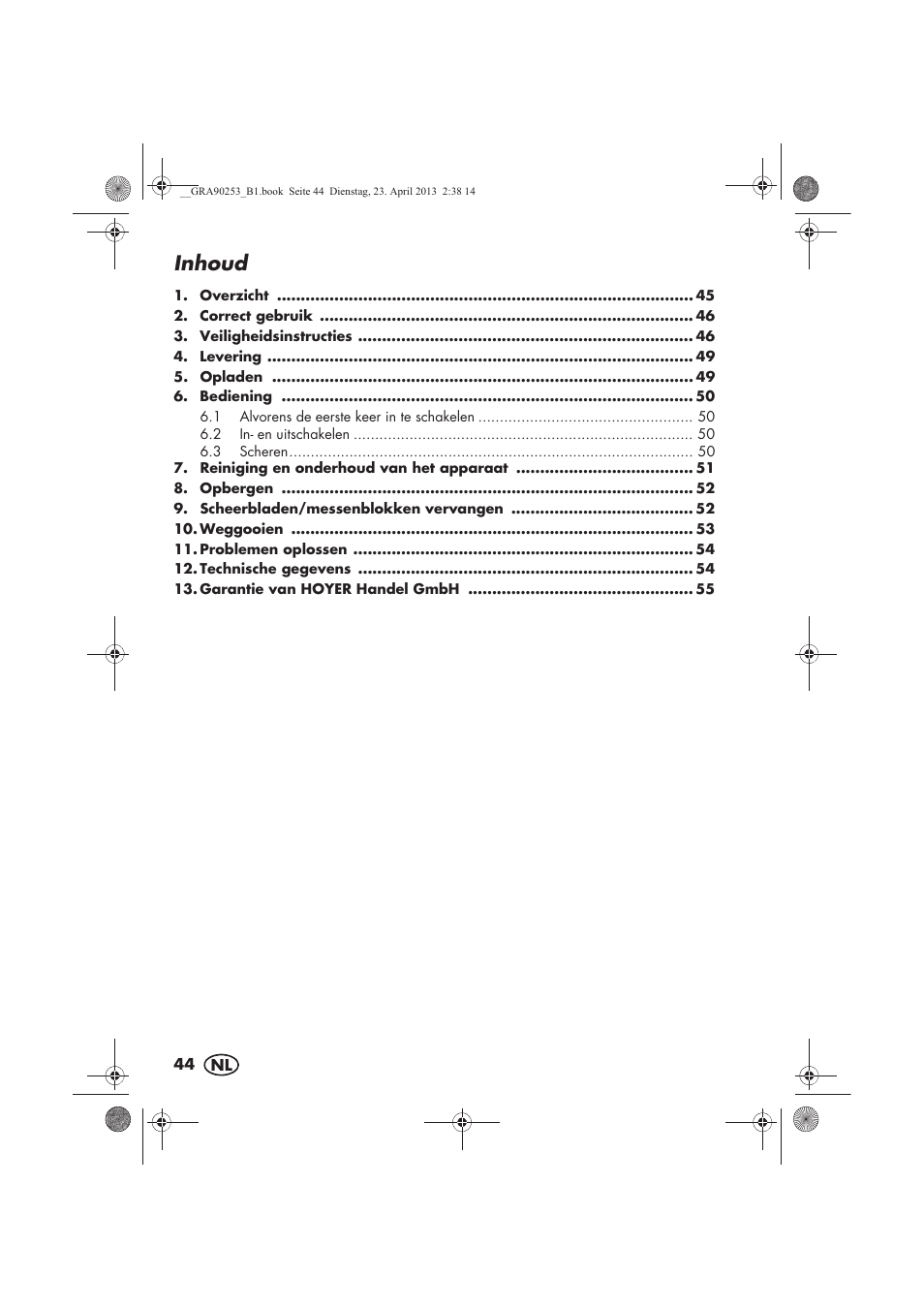 Inhoud | Silvercrest SFR 1200 A1 User Manual | Page 46 / 74