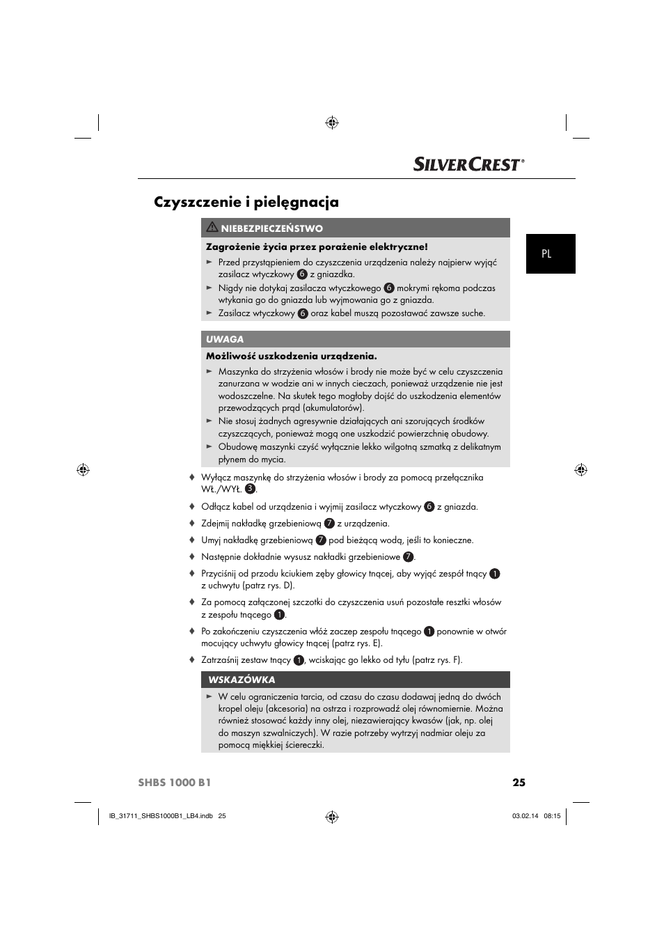 Czyszczenie i pielęgnacja | Silvercrest SHBS 1000 A1 User Manual | Page 28 / 102