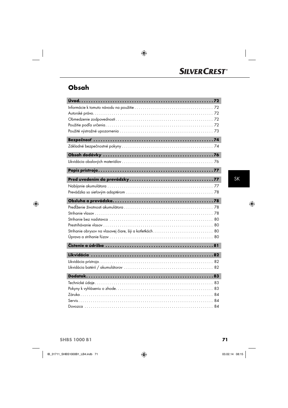 Silvercrest SHBS 1000 A1 User Manual | Page 74 / 102