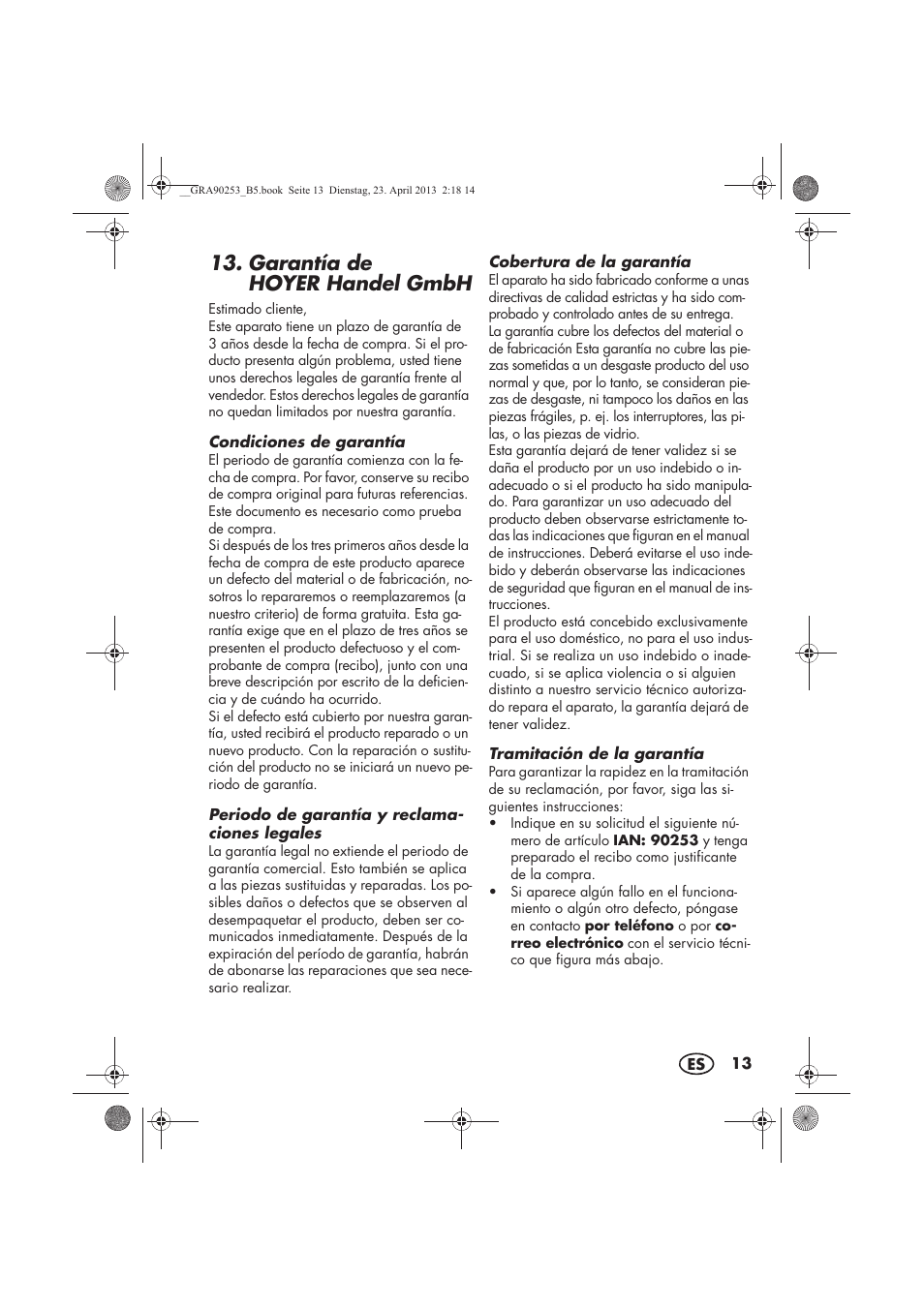 Garantía de hoyer handel gmbh | Silvercrest SFR 1200 A1 User Manual | Page 15 / 74