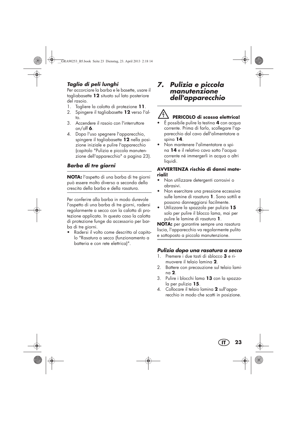 Pulizia e piccola manutenzione dell'apparecchio | Silvercrest SFR 1200 A1 User Manual | Page 25 / 74