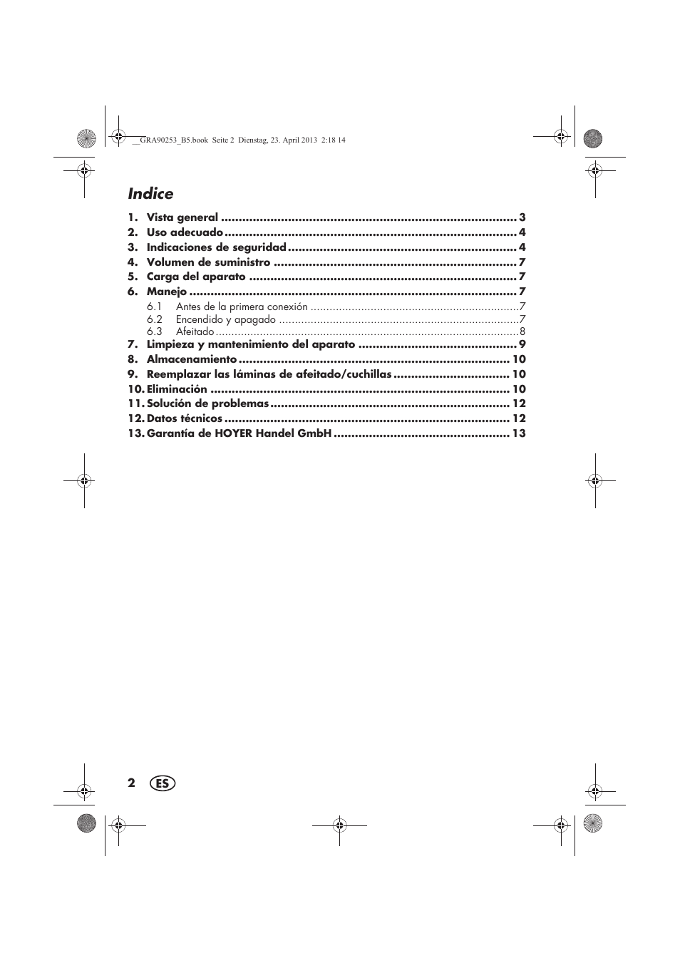 Indice | Silvercrest SFR 1200 A1 User Manual | Page 4 / 74