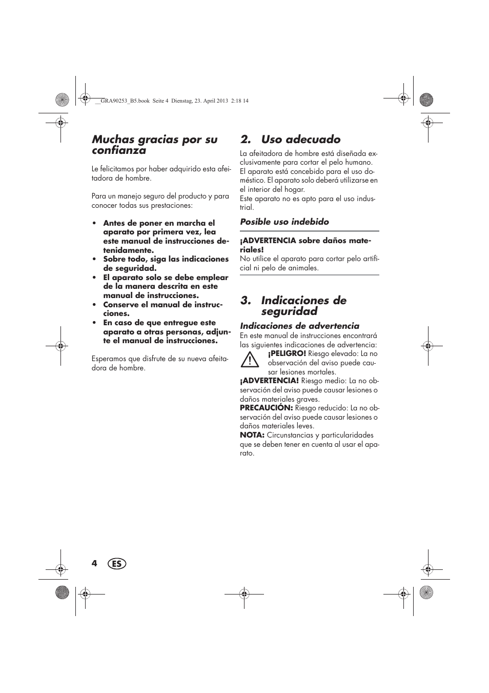 Muchas gracias por su confianza, Uso adecuado, Indicaciones de seguridad | Silvercrest SFR 1200 A1 User Manual | Page 6 / 74