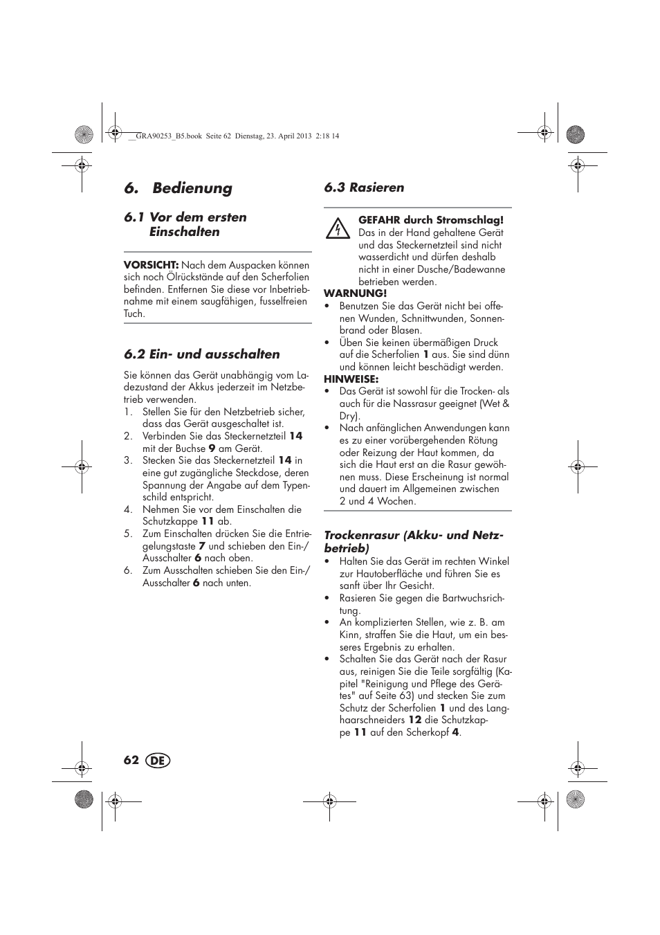 Bedienung | Silvercrest SFR 1200 A1 User Manual | Page 64 / 74