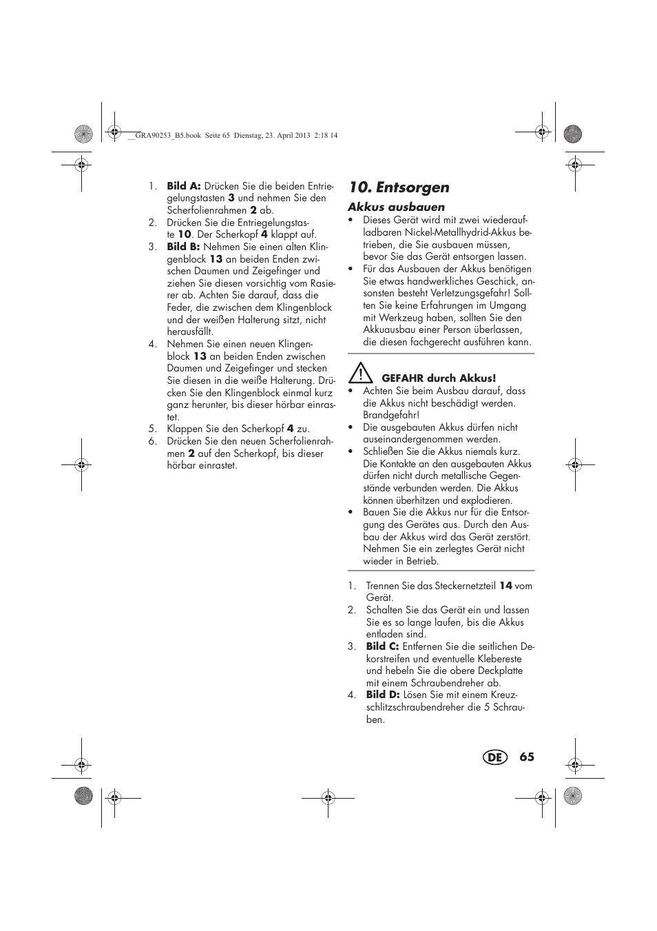 Entsorgen | Silvercrest SFR 1200 A1 User Manual | Page 67 / 74