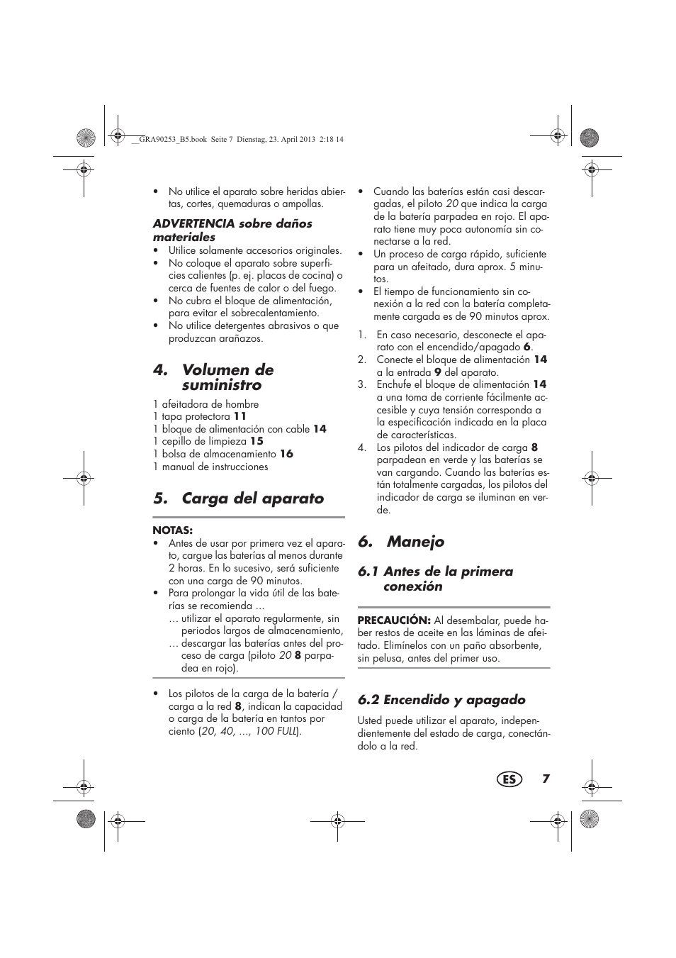 Volumen de suministro, Carga del aparato, Manejo | Silvercrest SFR 1200 A1 User Manual | Page 9 / 74