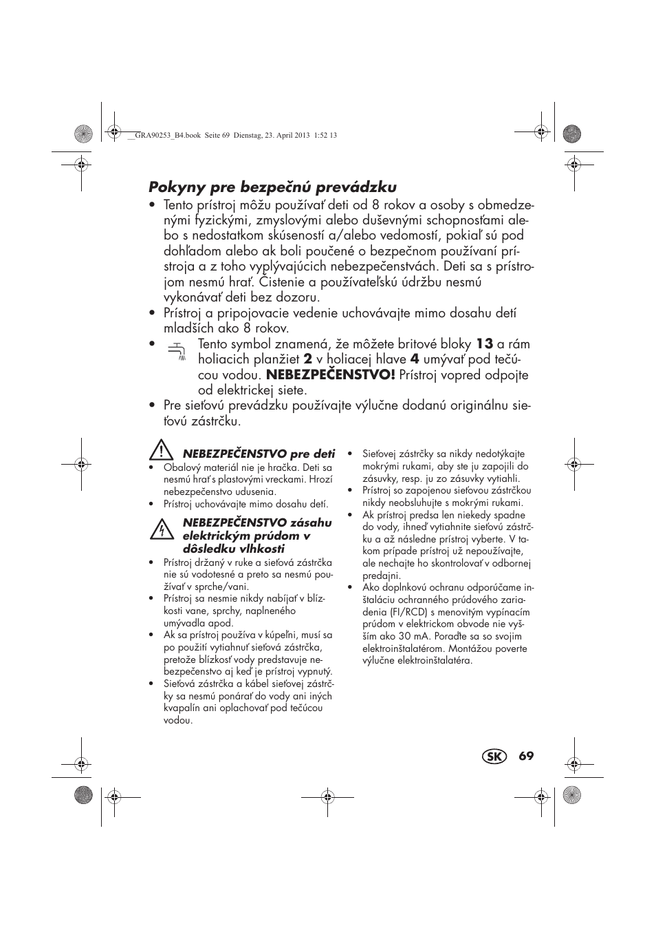 Pokyny pre bezpenú prevádzku | Silvercrest SFR 1200 A1 User Manual | Page 71 / 94