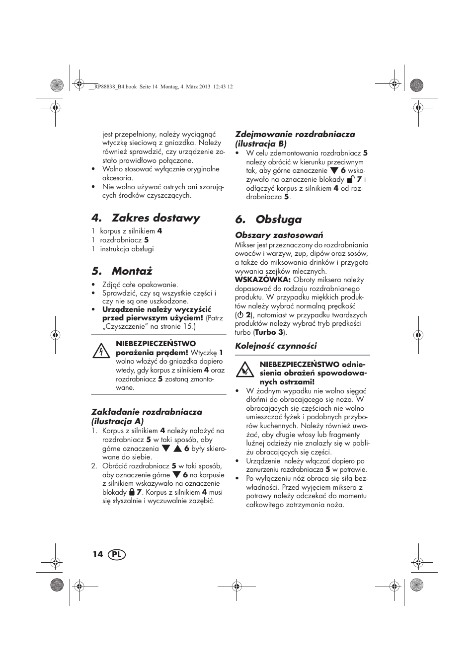 Zakres dostawy, Monta, Obs uga | Silvercrest H-8666 User Manual | Page 16 / 66