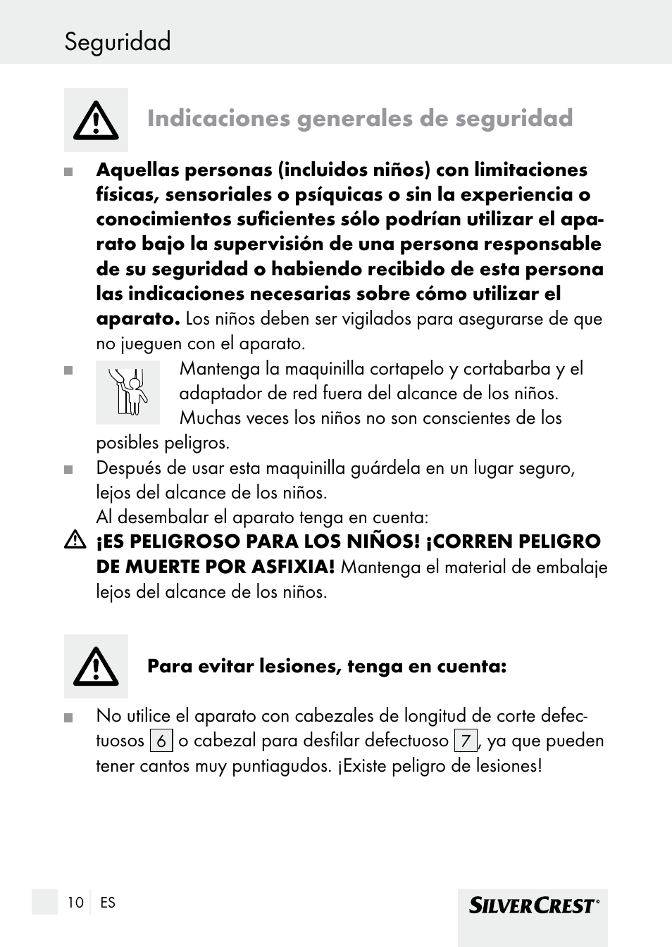 Seguridad, Indicaciones generales de seguridad | Silvercrest SHBS 1000 A1 User Manual | Page 10 / 105