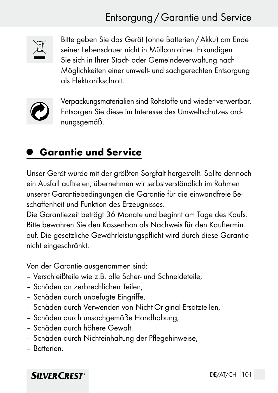 Garantie und service | Silvercrest SHBS 1000 A1 User Manual | Page 101 / 105